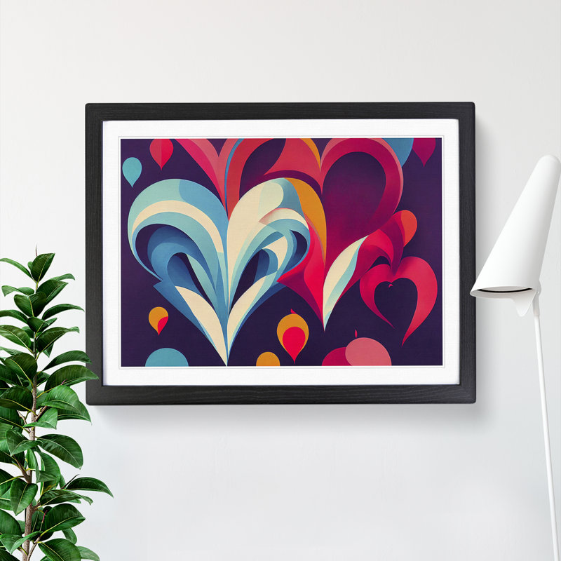 Love Hes Abstract - Single Picture Frame Print, 46cm H x 64cm W x 2cm D, Black