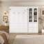 Lit escamotable avec armoire latérale réversible, portes en acrylique, quatre tiroirs et tablettes de rangement multiples pour un rangement optimal et un gain de place.-2022338038