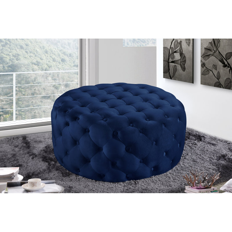 Plattsburgh Velvet Ottoman, Navy Velvet