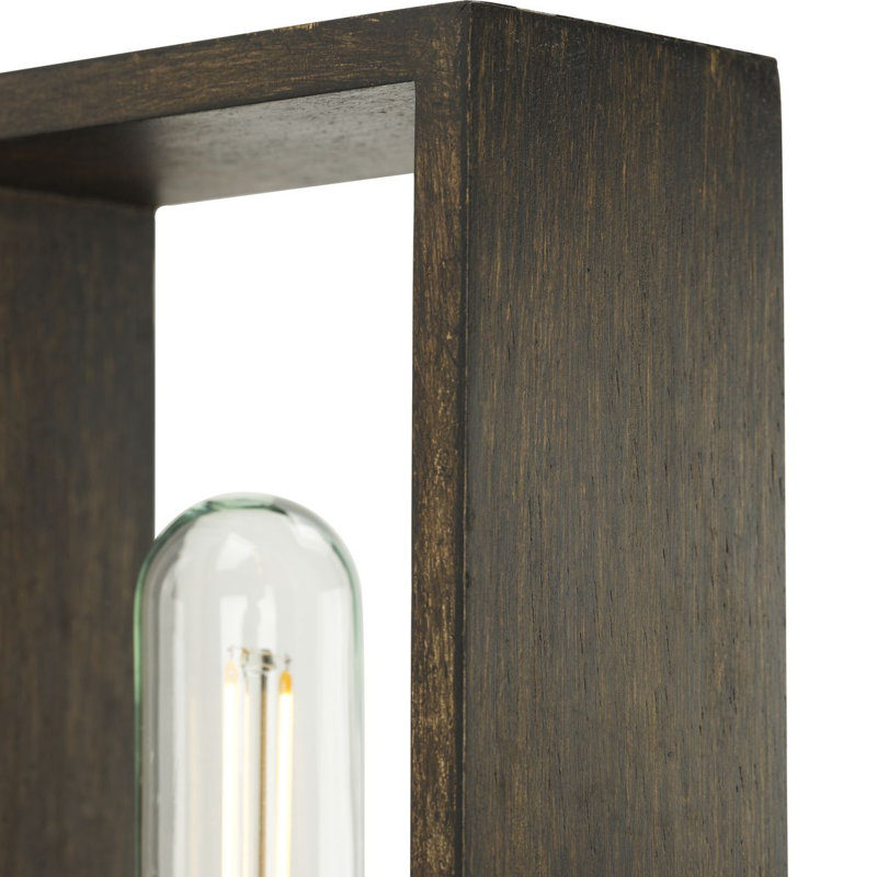Matte Black Natural Wood Rectangle Wall Sconce