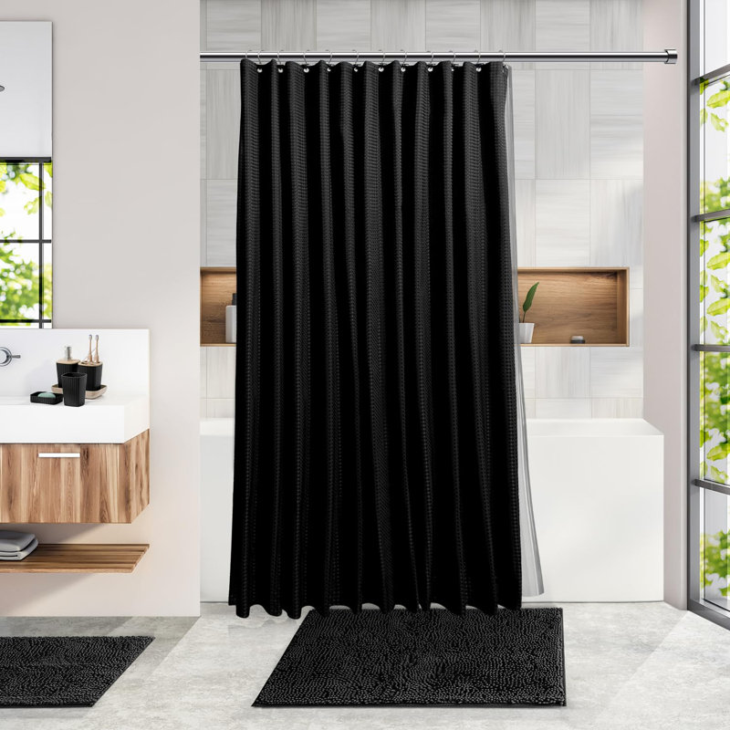Ensemble d'accessoires de salle de bain - Ensemble de salle de bain bleu sarcelle, ensemble d'accessoires de salle de bain 20 pièces, ensemble de rideau de douche, brosse de toilette, poubelle et distributeur de savon