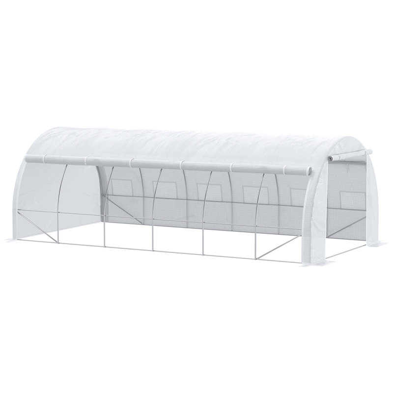 Anestis 6 x 3 x 2 m Polytunnel Greenhouse with Roll-up Side Walls White