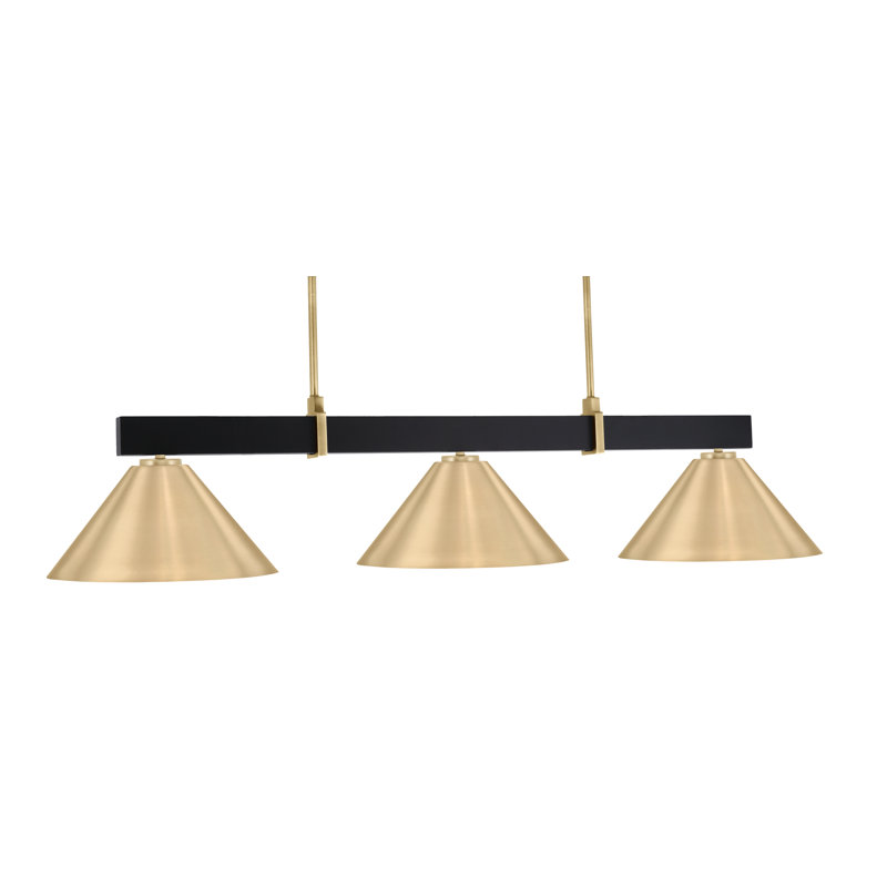Bar 3 lumières Raheemah Wellington, Or, H 11 po x l 14 po x P 14 po, Noir mat / laiton