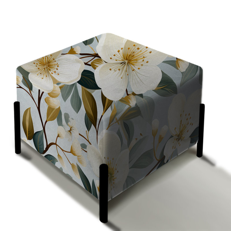 White Poppies Minimalist Floral Elegance - Repose-pieds carré floral