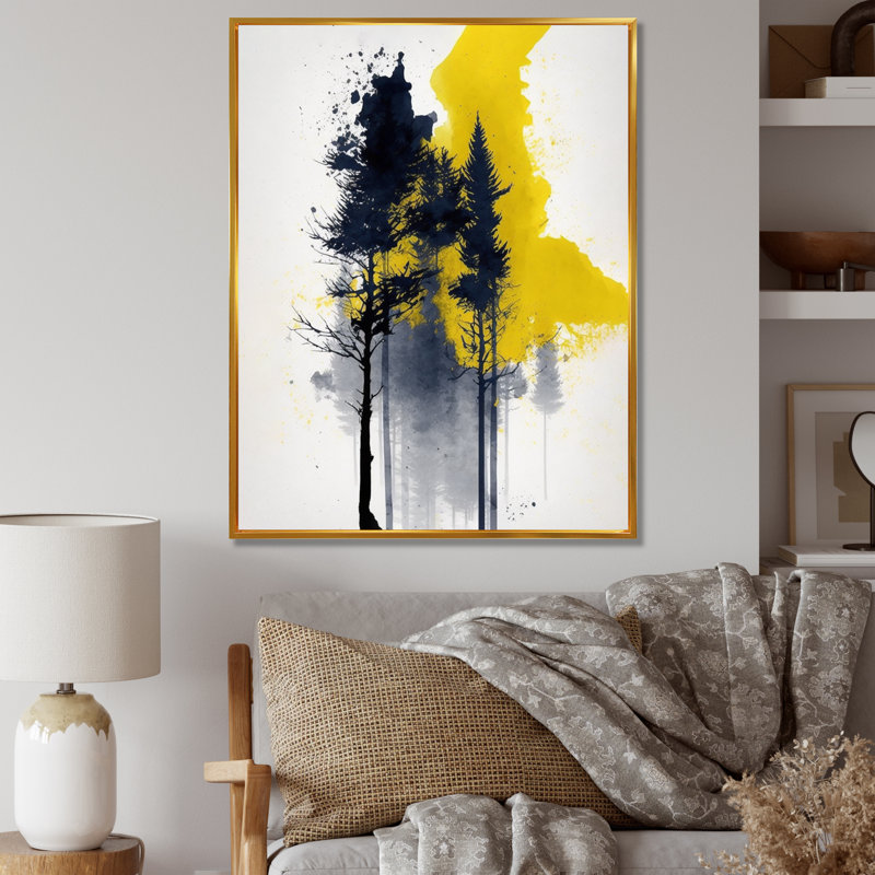 Jaune majestueux II - impression, H 32 po x l 24 po x P 1 po, Cadre flottant doré