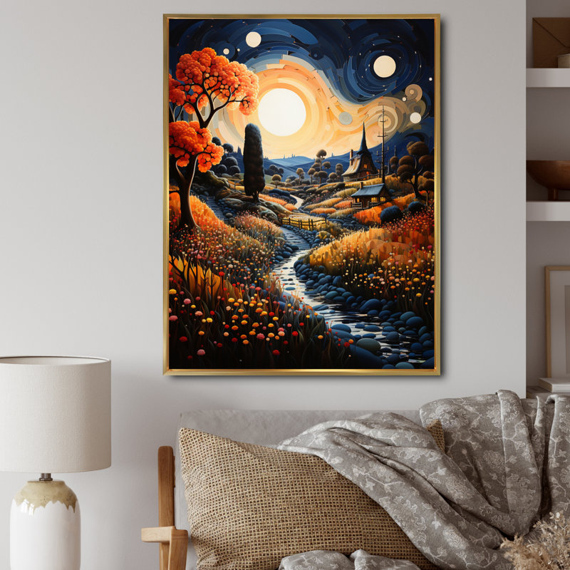 Point de vue enchanteur Venero Farmhouse Farmstead, H 32 po x l 24 po x P 1 po, Or