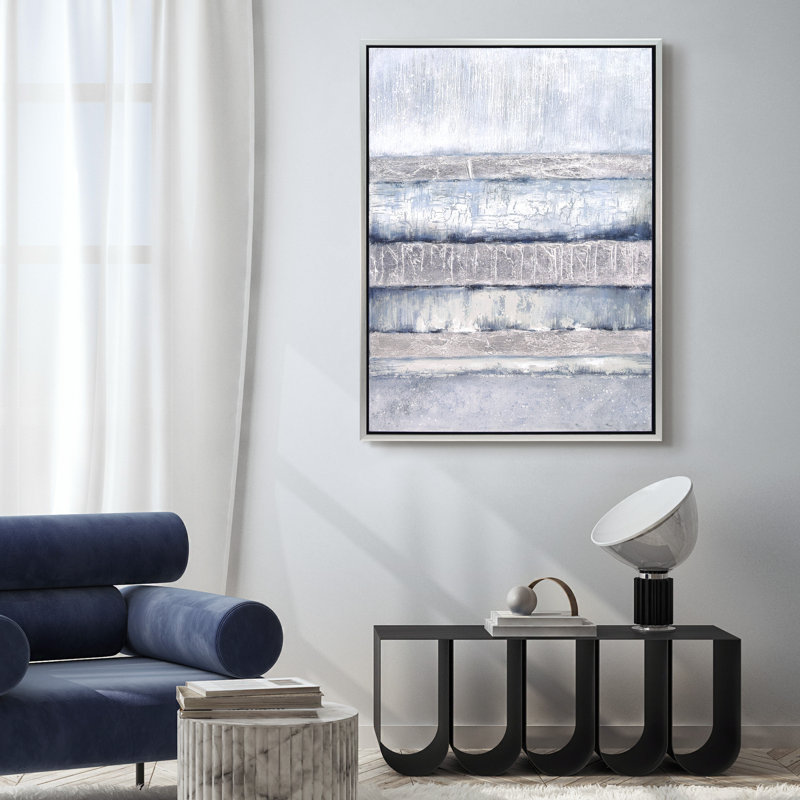 "Winter Steps", art mural en toile peinte à la main avec feuille d'argent par Martin Edwards
