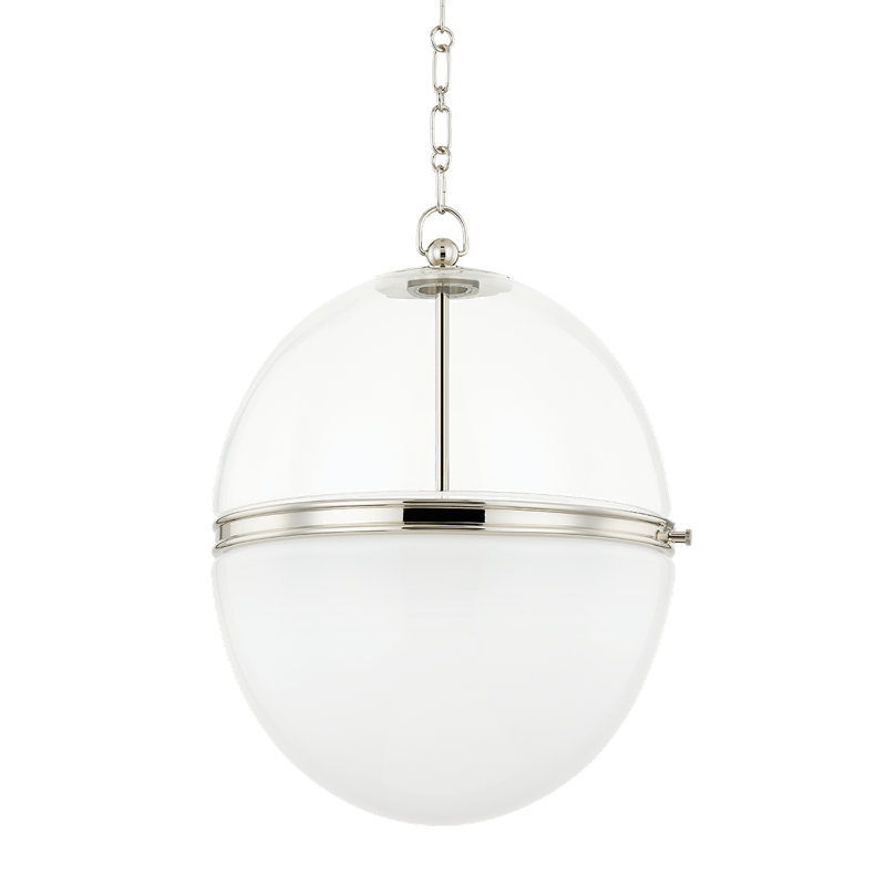 Luminaire suspendu 1 lumière Donnell, H 21,25 po x l 17,5 po x P 17,5 po, Nickel poli