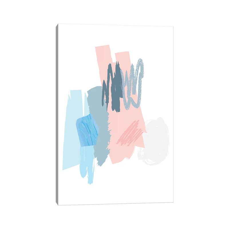 Blue And Pink Scribbles - Wrapped Canvas Print, 20.32 cm H x 30.48 cm W