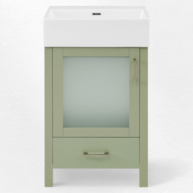 Meuble-lavabo simple 20 po avec comptoir en céramique, Vert