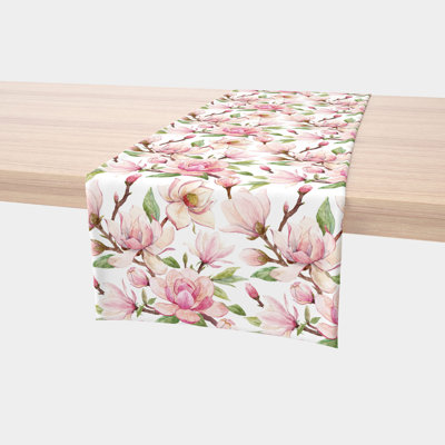 Rocton Magnolia Flowers Table Runner