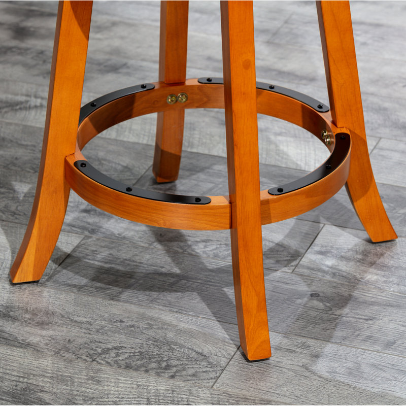 Tabouret de bar naturel de 61 cm (24 po) avec siège pivotant en tissu anthracite et finition amovible