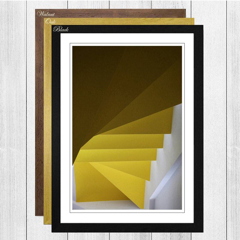 Architecture Yellow Stairs Framed - Framed Print, Black