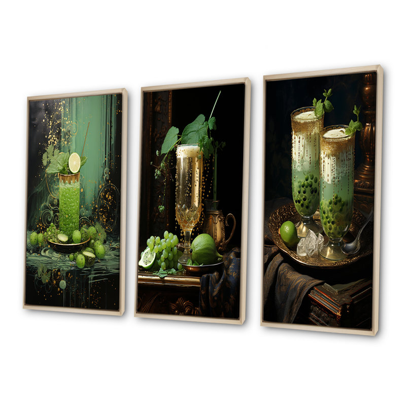 Petit-déjeuner vert émeraude Chia, Cadre flottant brun, H 32 po x l 48 po