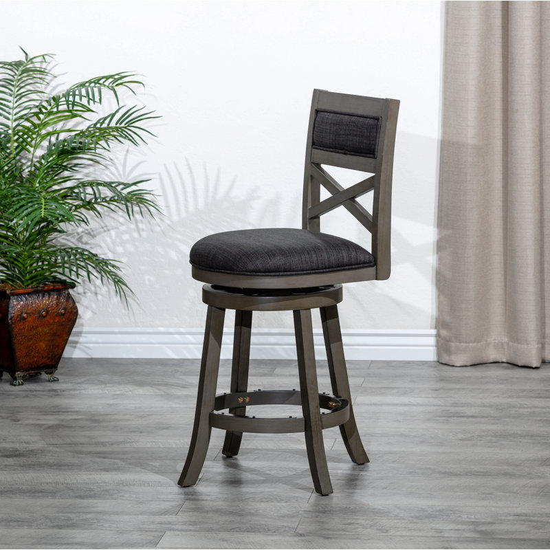 Tabouret pivotant à dossier en X de 30 po de hauteur, siège en tissu
