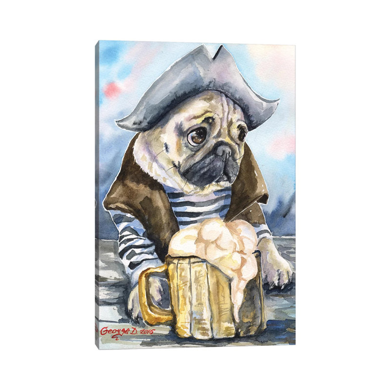 Pug The Sailor by George Dyachenko - Wrapped Canvas Print, 30.48 cm H x 45.72 cm W