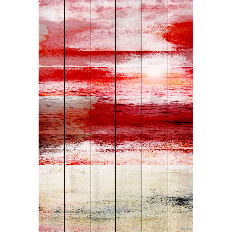 «Crimson Sea» par Parvez Taj - peinture sur bois sans cadre, H 60 po x l 40 po x P 1,5 po