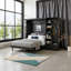 Élégant grand lit escamotable avec rangement et lumières DEL - Lit mural peu encombrant avec pieds cachés et finition en placage de chêne, noir-1314484459