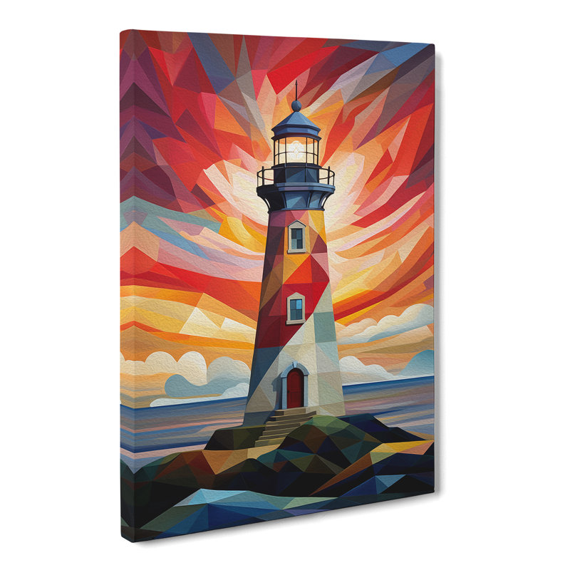 Lighthouse Geometric No.2 - Wrapped Canvas Print, 76cm H x 50cm W x 3cm D