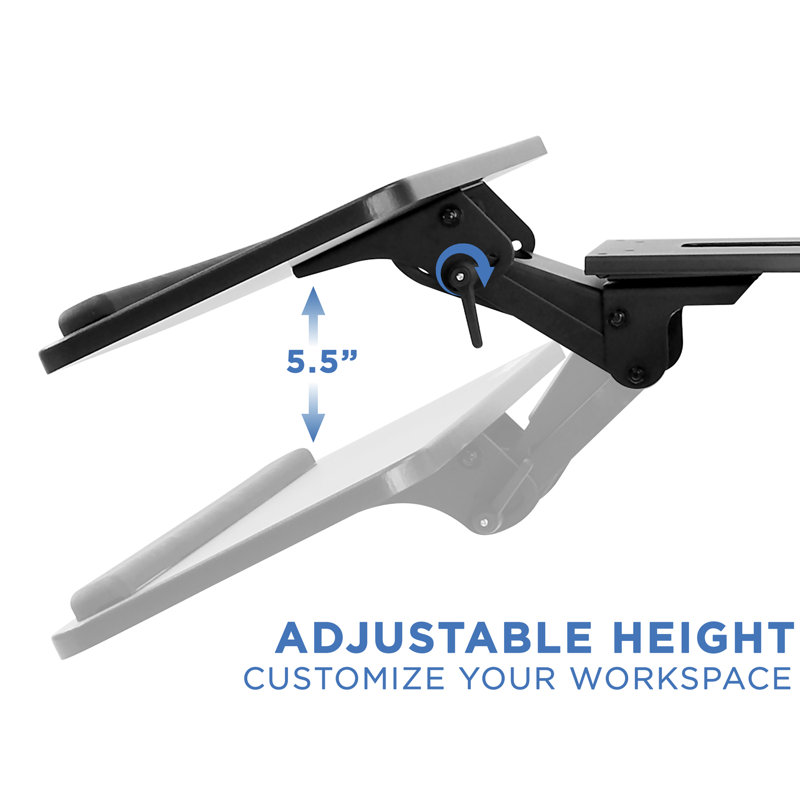 Mount-It! Height Adjustable Keyboard and Mouse Platform with Wrist Rest Pad, Black