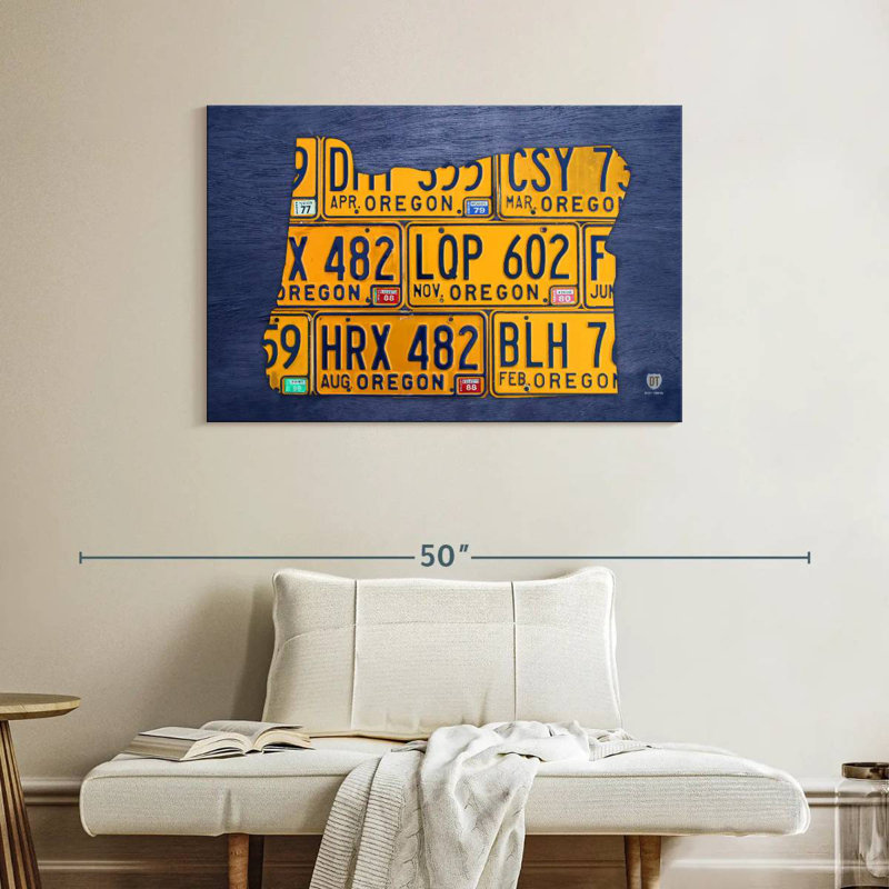 Aliaz Oregon License Plate Map, 26" H x 39" W