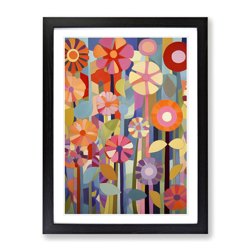 FRM-V0523-1658X Orphism Flowers Vol.6 - Picture Frame Print, Black, 64cm H x 46cm W x 2cm D