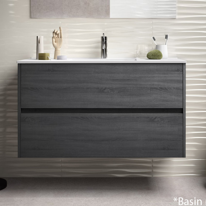 Alba 100cm 2 Drawer Basin Unit, Grey Oak