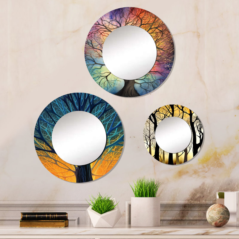 Miroir mural rond en aluminium