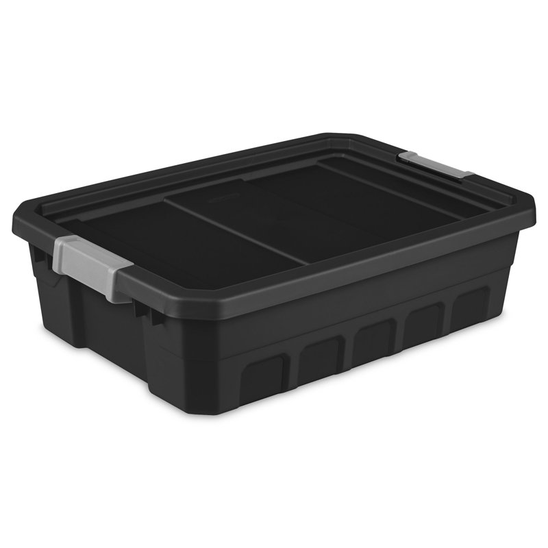 Sterilite Rugged Industrial Stackable Storage Tote w/ Lid, Black