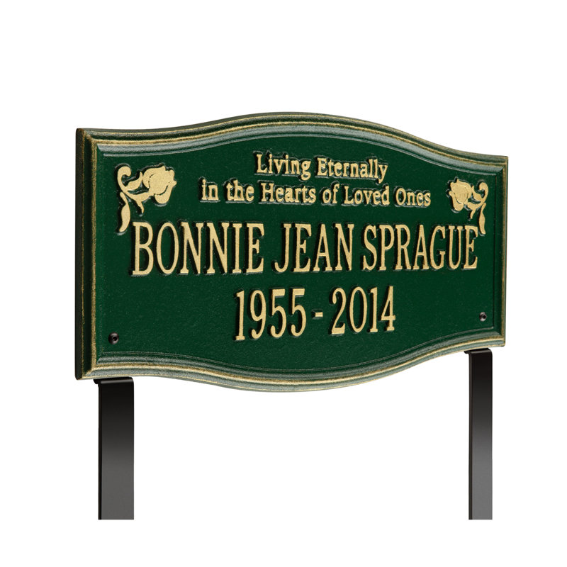 Plaque commémorative Alexandra «Living Eternally», Oui, Vert / or