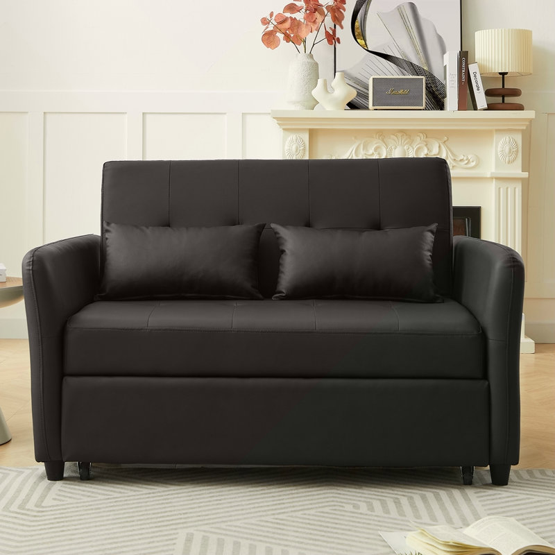 Orisfur. Fauteuil convertible surdimensionné de 51,57 po avec trois ports USB pour petit espace, noir
