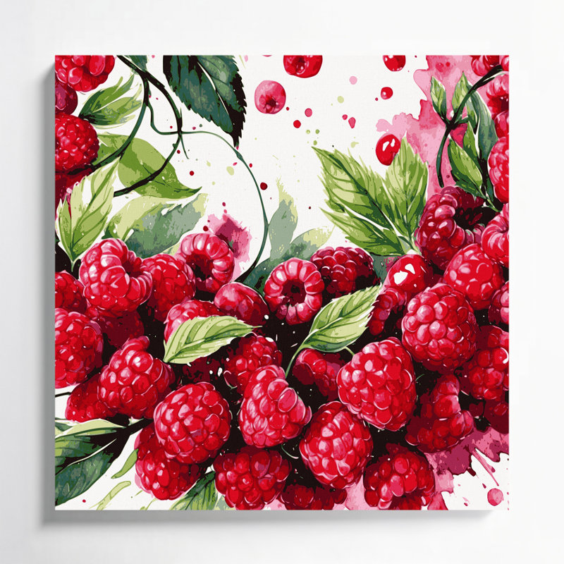 «Fruit framboise rouge», art mural sur toile, H 12 po x l 12 po