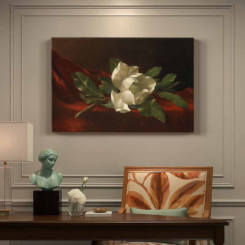 Magnolia Grandiflora (Magnolia on Red Velvet)-Martin Johnson Heade-Gallery Wrapped Canvas-c. 1885–1890, 24 x 36