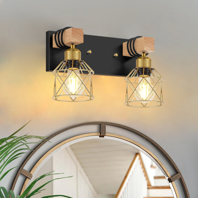 Éclairage de meuble-lavabo à intensité variable, Doré, Deux lumières