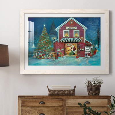 «Santa's Workshop» par J Paul, reproduction d'art sur papier encadrée