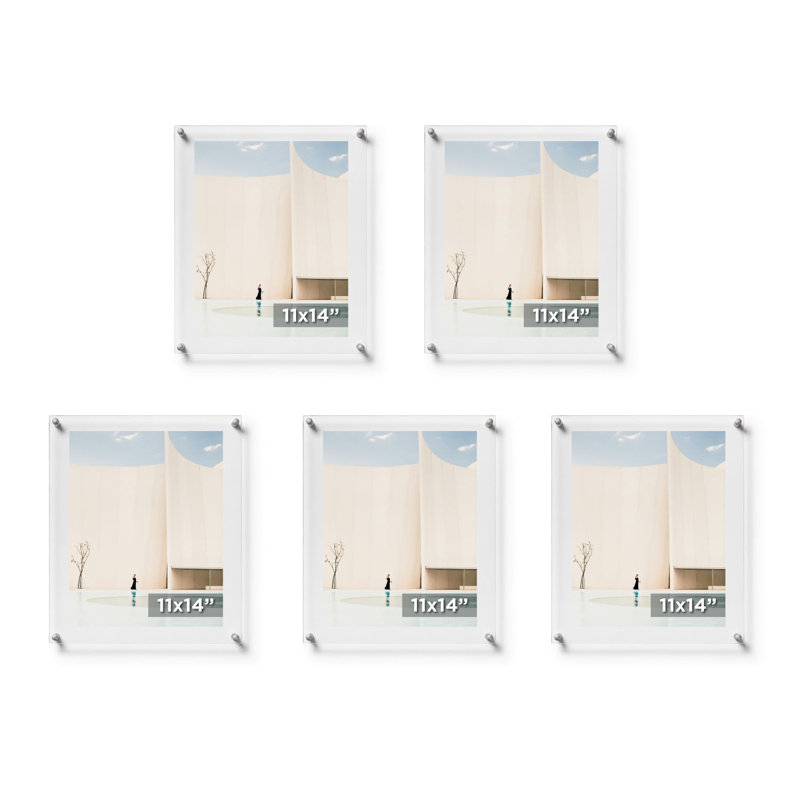 Ensemble de 5 cadres photo Cool Cool, Transparent / argent, 11 po x 14 po