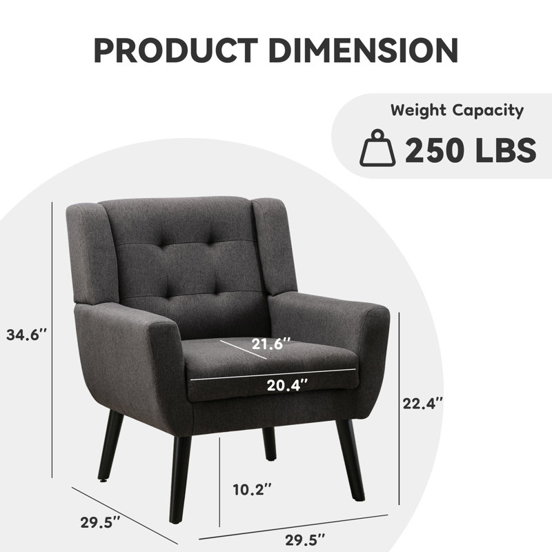 Fauteuil d'appoint Bolanle, Lin gris foncé