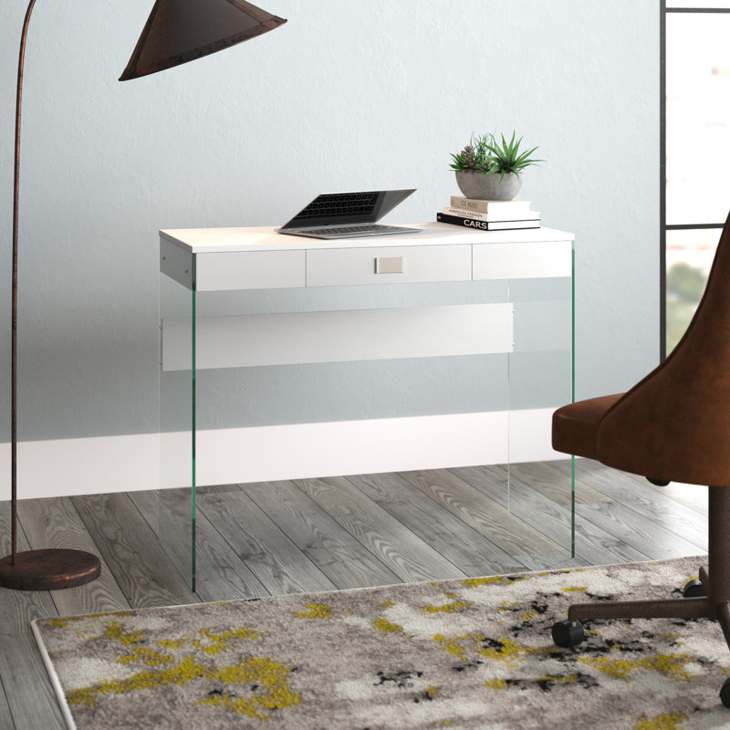 Bureau d'écriture avec 1 tiroir Allegonda, Blanc