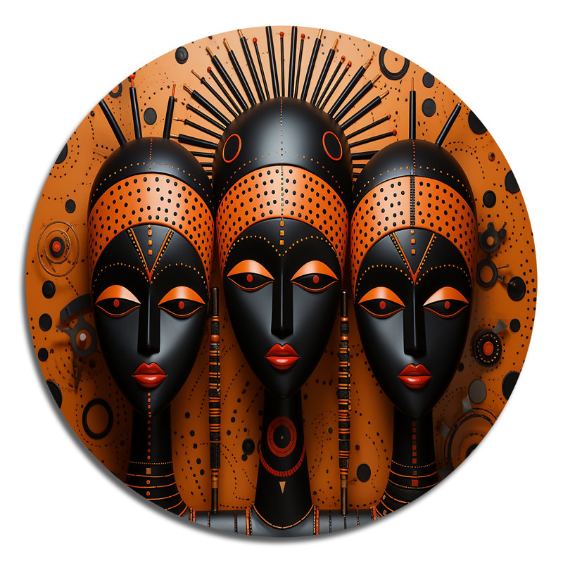 Décoration murale africaine en forme de tribu africain Rhythms IV - People, H 23 po x l 23 po