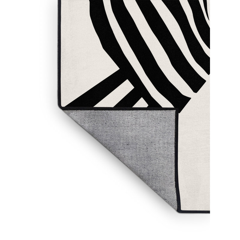 Machine Washable Oryn Zebra Modern Chevron Rug in Gray – Black Binding, 6 x 9