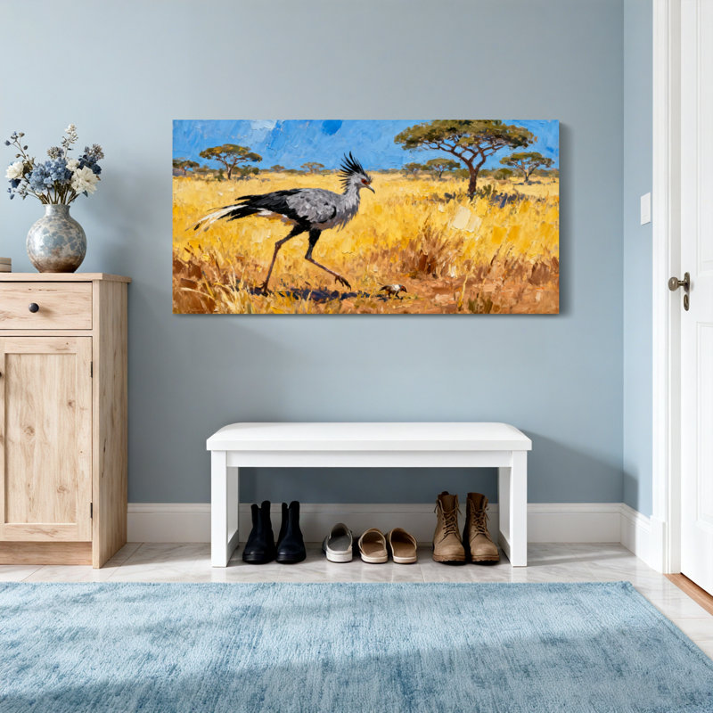 «Animals Safari Bird Landscape», reproduction d'art sur toile, H 16 po x l 32 po