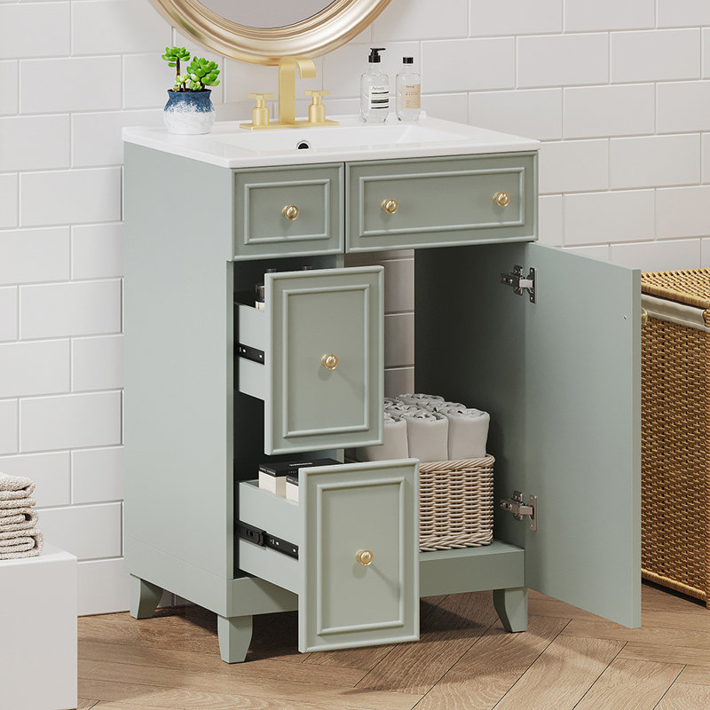 24'' Single Bathroom Vanity with Top, Green