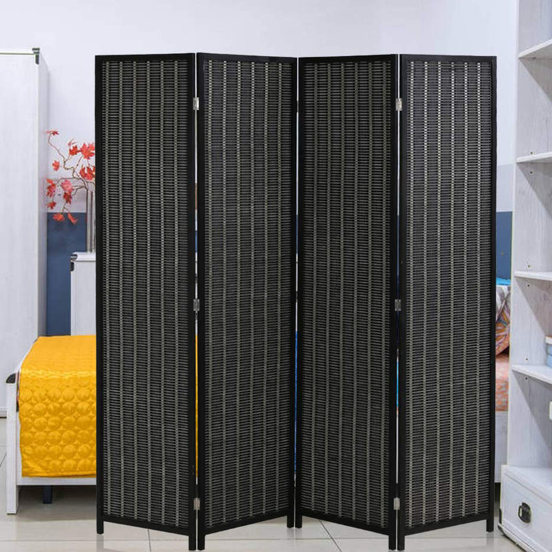 Paravent de 72 pouces de hauteur pliable (4 panneaux), Black