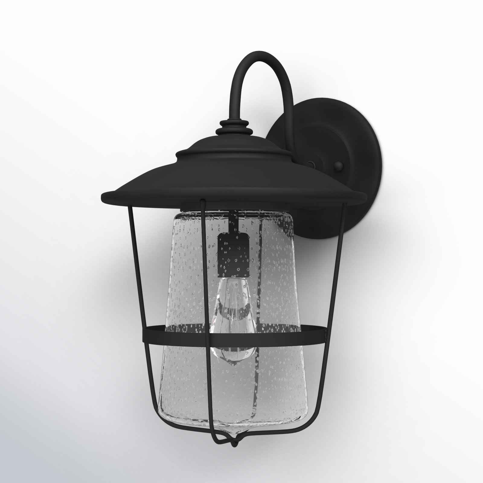 Single Light Empire Outdoor Wall Light, 13"W X 18.5"H X 14.5"D, Black