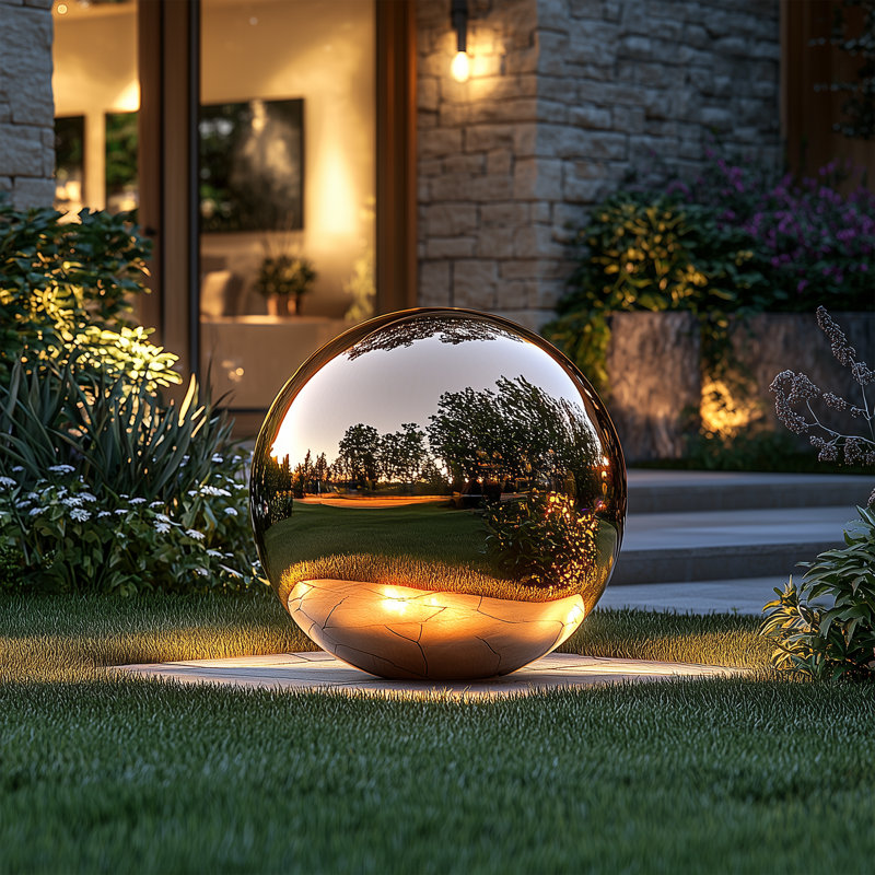 Barbaros Stainless Steel Gazing Ball, 48cm H x 48cm W x 48cm D