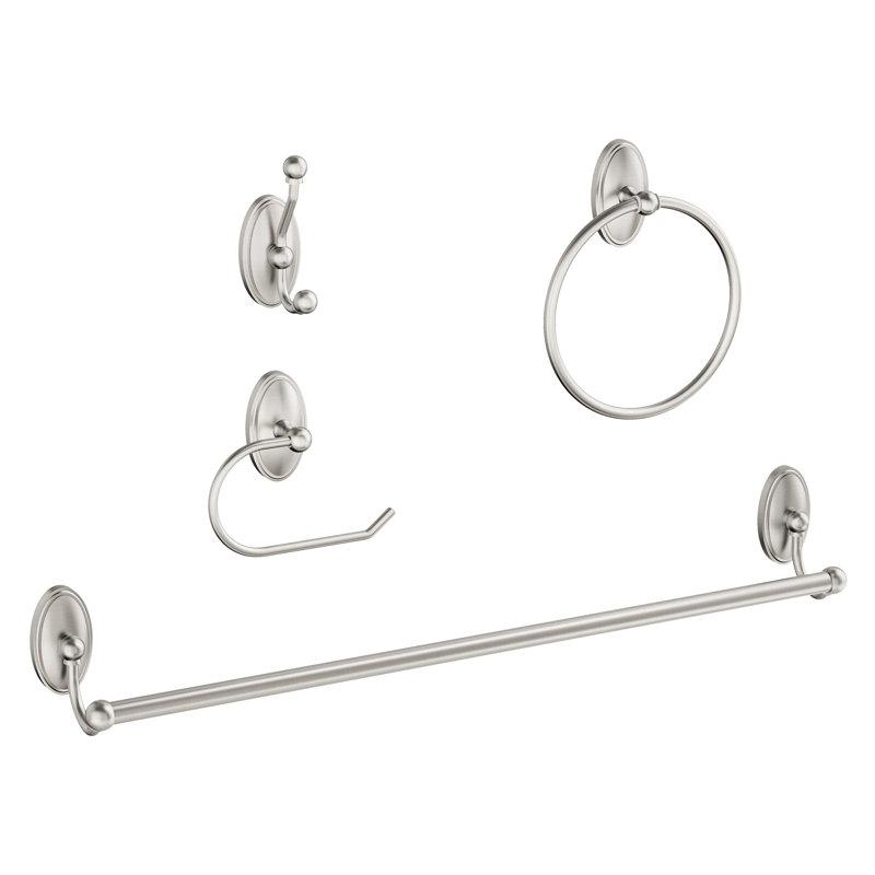 4 - Piece Bathroom Hardware Set, Brushed Nickel