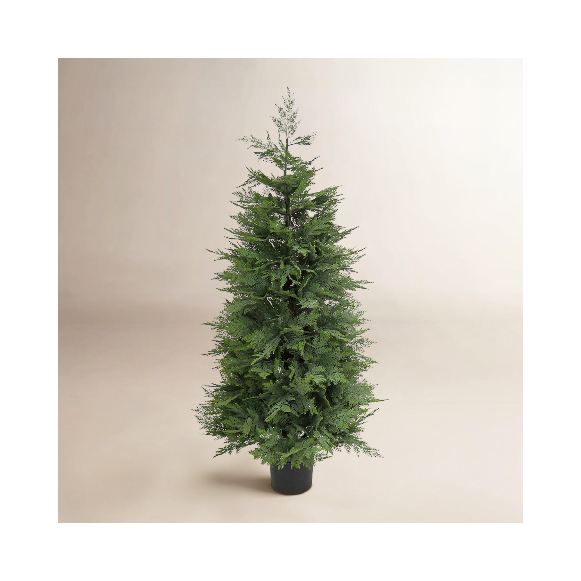 5 ft Artificial Cypress Topiary Tree, Realistic Fake Tree Potted Plant, Black Plastic Nursery Pot