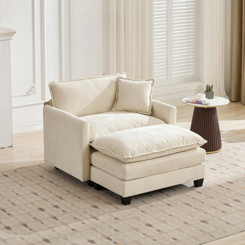 Modular Ottoman with Adjustable Backrest, Beige