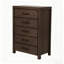 Commode à 5 tiroirs en pin foncé foncé, armoire de rangement moderne pour chambre nordique, rangement compact