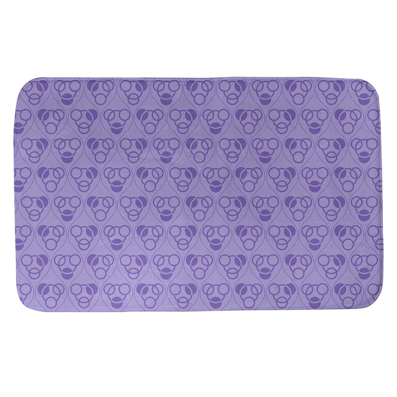 Tapis de bain géométrique rectangulaire antidérapant Circles Waves, l 17 po x L 24 po, Mauve